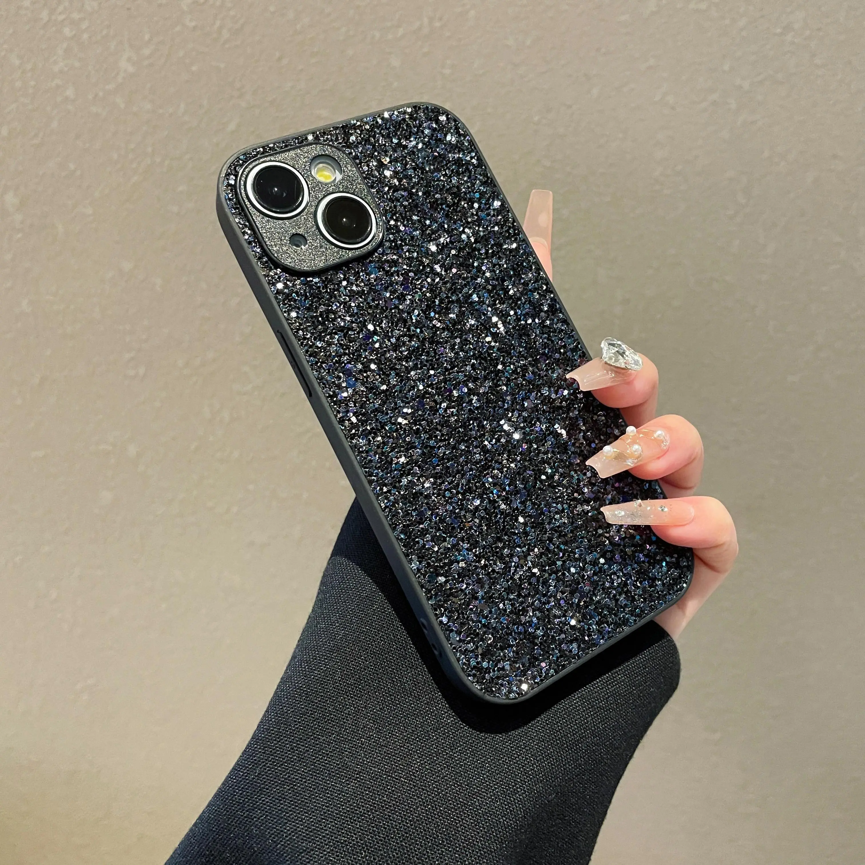 Luxury Bling Glitter Leather Phone Case for iPhone 17, 17 Air, 16, 16 E, 15, 14, 13, 12, 11 Pro Max Plus - Vogue Soft Diamond Protective Shell, Mobile Phone Accessories, Iphone 15, Mixed Color