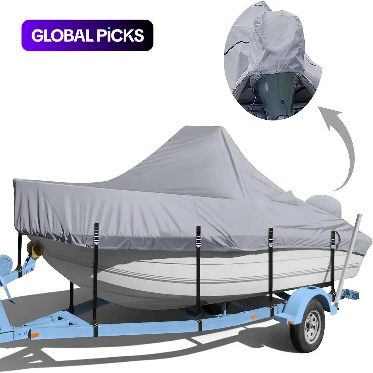 Central Control Console Boat Cover, Boating Accessory, 900D High Strength Boat Shade with Engine Hood, Adjustable Metal Windproof Buckle #GLOBAL PICKS