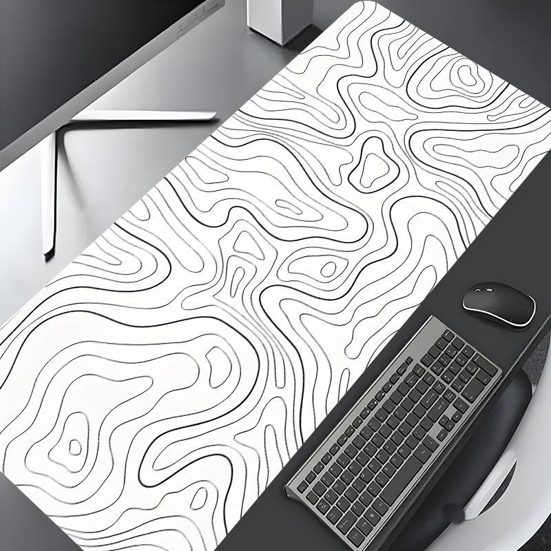 Topographic Line Pattern Mouse Pad, Rectangular Gaming Mouse Pad, Non-Slip Rubber Mat, Multi-Size Mousepad for Laptop and Desktop Gaming