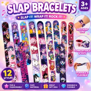 2026Hot Birthday Party Supplies Kit Anime Pattern Slap Bracelets Fashion Cartoon Wristbands for Kids Adults Party Gift Fashion Accessories  Stress Relief Toys