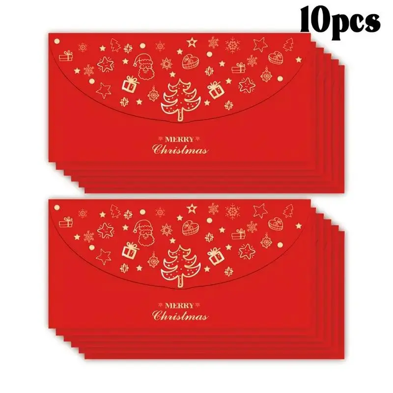 10/20pcs Gift Envelopes for Money, Paper Envelope, Golden Foil Design, Red Envelopes for Chinese New Year, Holiday Party Gifting, Lucky Money Envelopes