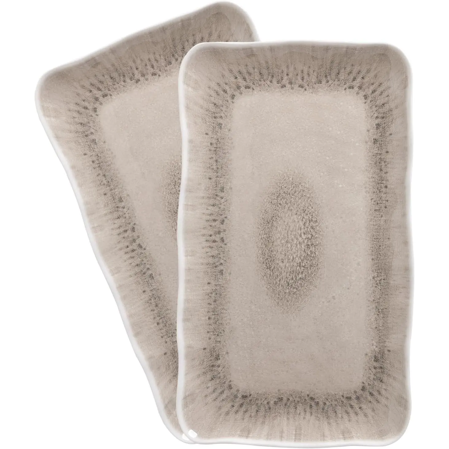 Melamine Serving Platters, Set of 2, 17'' x 10''  Melamine And   Large Serving Trays. Warm Gray