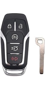 Key Fob Shell Case Replacement Fits for Ford F150 F250 2015 2016 2017 FCC ID:M3N-A2C31243300 P/N:164-R8117 Keyless Entry Remote Control 5 Button Pad Cover