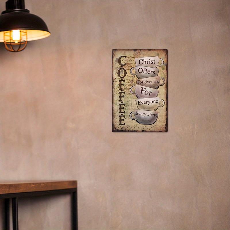 Rustic Wooden Coffee Wall Art, 5.85x7.8in, Inspirational Quote Sign, Easy to Hang, for Home & Coffee Shop Decor, Vintage Style, No Power Needed, Battery-Free