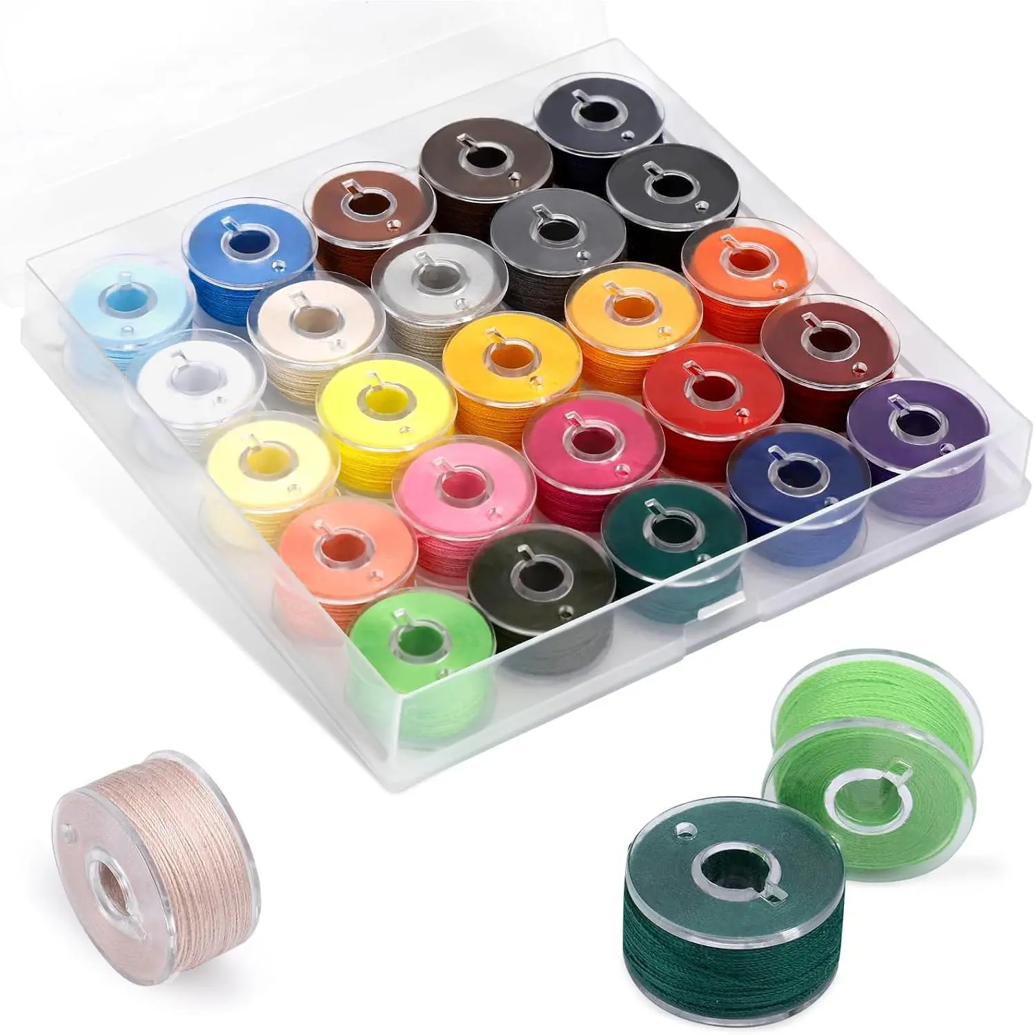 25 count  Colors Sewing Thread, Embroidery Bobbins Thread | Prewound Bobbins Size A SA156 Thread Sewing Machine Threads Kit for Embroidery and Sewing Machines DIY 50yds/Spool