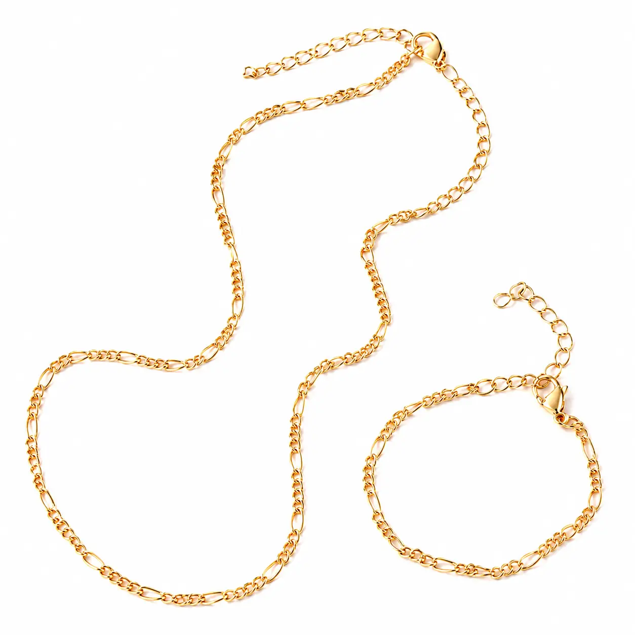 Women's 2-Piece Unisex Minimalist Gold Plated-Metal Jewelry Set, Stackable Link Chain Bracelet & Necklace, Hypoallergenic Everyday Wear Accessories for Party, Birthday Gifts, Clean Look, Matching Pair, Accessories For Women, Gold Necklace Women