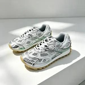 Unisex Y2K Metallic Retro Running Sneakers Honeycomb Breathable Mesh Athletic Trainers Shock Absorbing Gum Rubber Sole Lightweight Street Fashion Walking Shoes for Jogging Daily Travel Outdoor Gym comfortable outdoor sneaker stylish versati