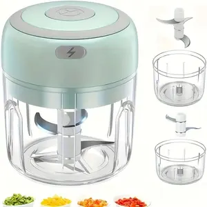 USB Electric Mini Garlic Chopper & Meat Grinder Masher Machine, 1200 RPM Motor, 100/250ml Capacity, Compact Food Processor for Camping & Small Kitchens