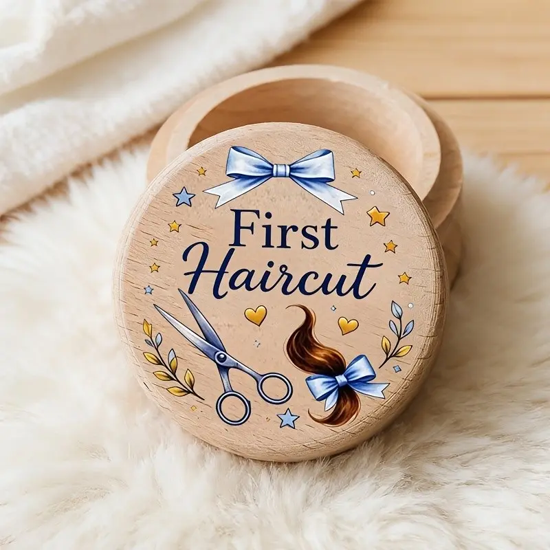 1pc wooden first haircut Box，umbilical cord commemorative storage box, hair and tooth preservation box ，baptism gift, teeth storage boxes, Used for storing teeth, umbilical cord, and fetal hair，birth souvenir, home decor, birthday gift