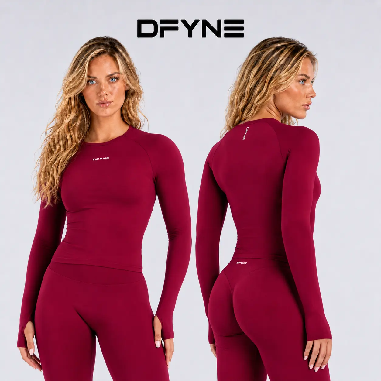 Dfyne Women's Long Sleeve Workout Top, Slim Fit Full Length Nylon Athletic Shirt with Thumb Holes, Quick-Dry Sun Protection for Yoga, Running & Biking, Plus Size, Workout Clothes Women, Cold Wash, Outdoor Sports, Nylon Spandex, Multi-Size, Anti-Pilling, B