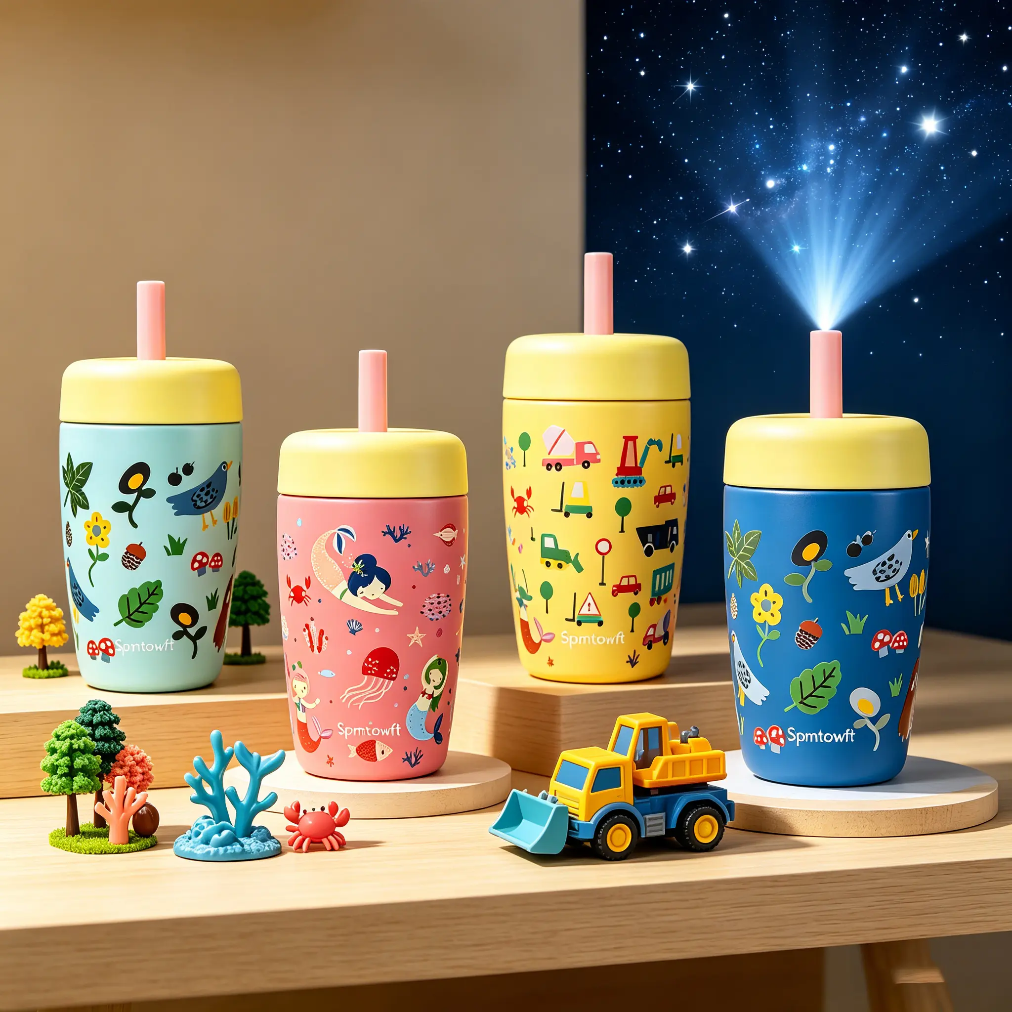 340ml/12oz Portable Stainless Steel Sippy Tumbler with Straw, 3D Cartoon Print Double-Layered Insulated Flask, Hot/Cold Retention for Hours, Suitable for Students, Outdoor Use