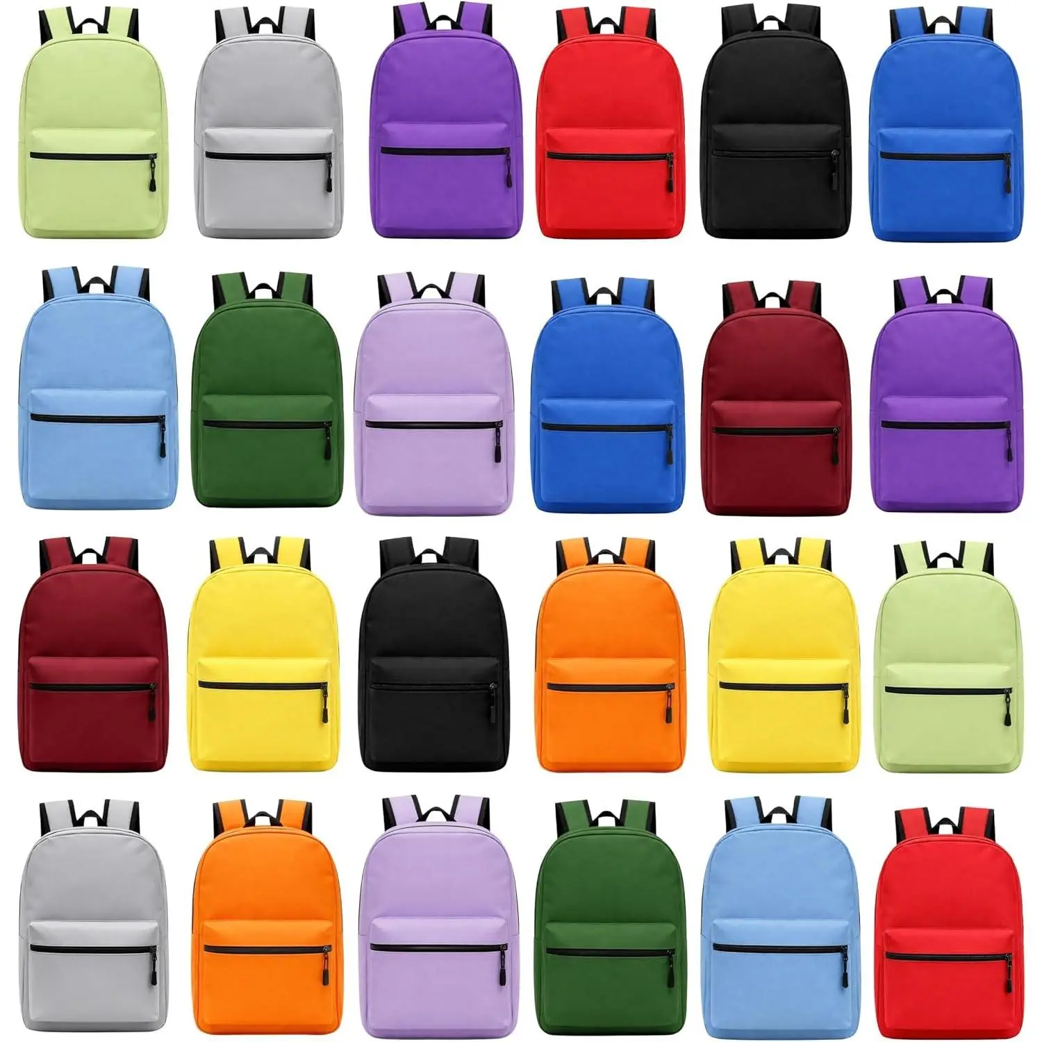 24 Pack Backpack, Bulk 17 inch Lightweight Outdoor Travel Gym Corporate Events Bag (Assorted)