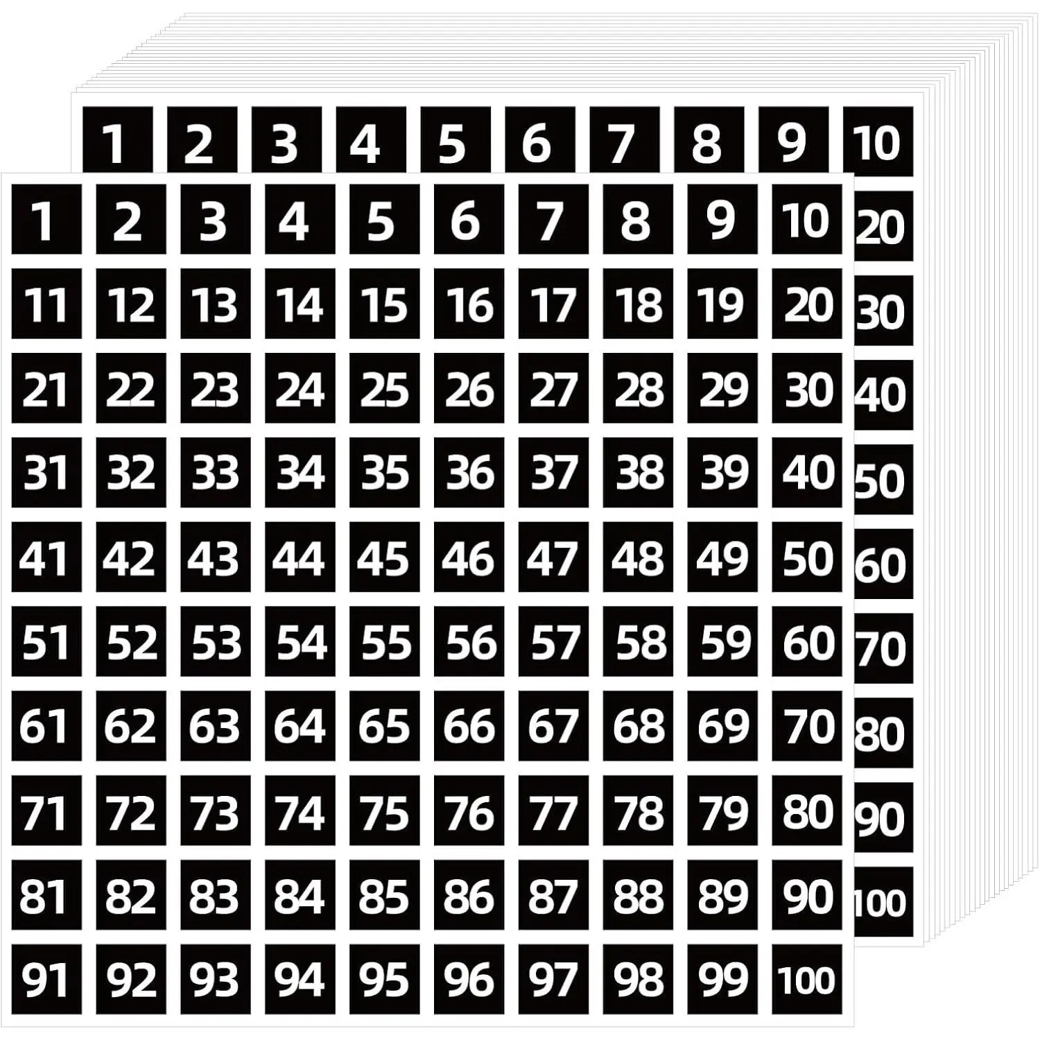 1 to 100 Consecutive Number Stickers, 0.4 inch Square Small Number Stickers Labels for Inventory, Storage, Organizing, Boxes, Bins, Toolbox, Locker (3000 Labels, Black)