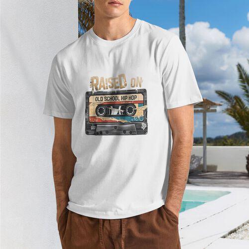 Raised On Old School Hip Hop Tshirt Cassette Graffiti Rap T-Shirt  Cotton Unisex Comfortable Casual Sports Tee plus  size  top