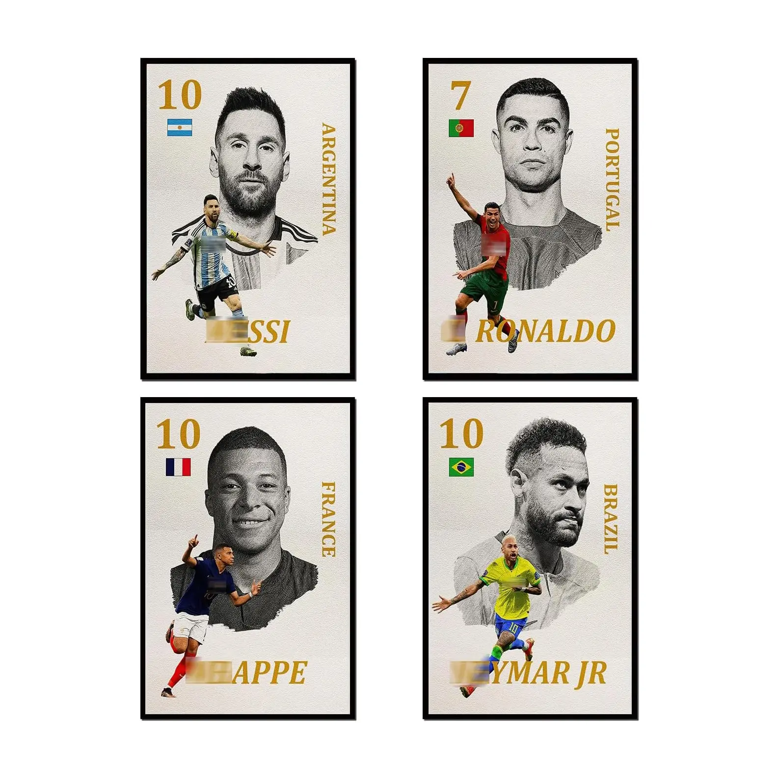 4pcs/set Unframed Footballer K-Kylian M-Mbappe Poster Wall art print art suitable for living room bedroom bar parlor home decor gift
