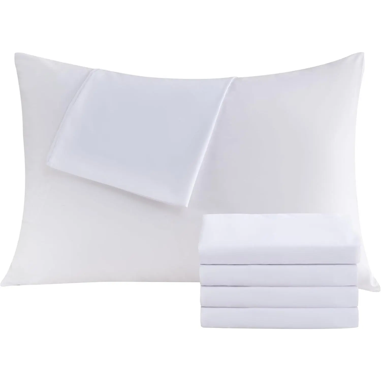 Solid White Pillowcases Standard 4-Pack, 20x26 in Envelope Closure Brushed Microfiber Covers, Soft Breathable Wrinkle-Resistant for Bedroom Decor