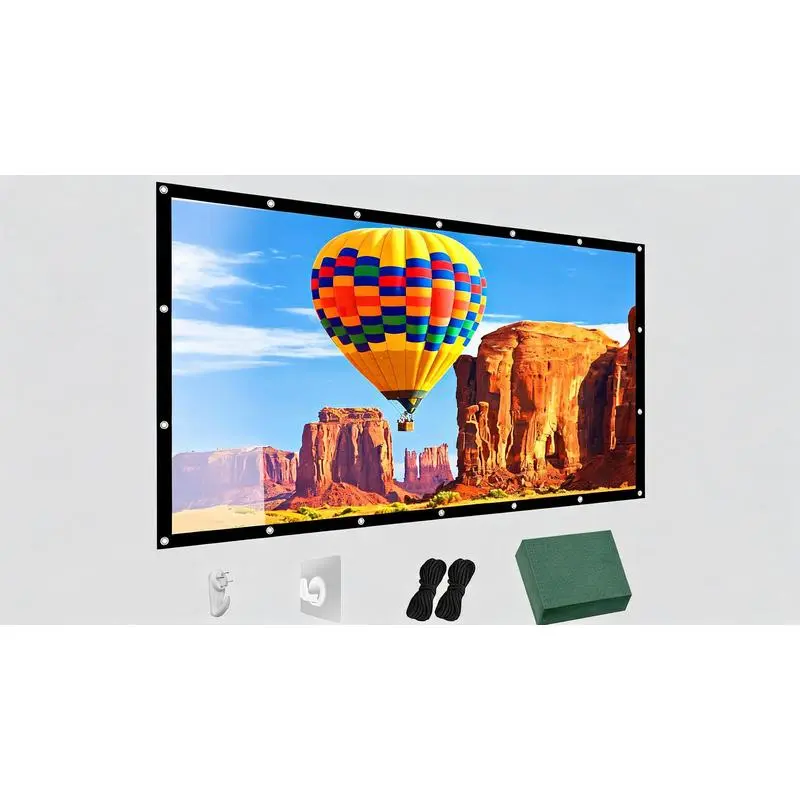 100 Inch Foldable Projector Screen, 16:9 Anti-Crease Portable Movie Screen, Washable Fabric Supports Double-Sided Projection for Indoor Home Theater and Outdoor Use