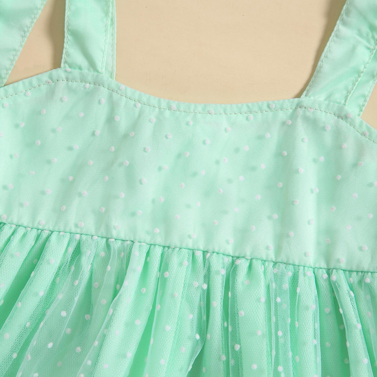 Toddler Baby Girl Princess Boho Dress Sleeveless Spaghetti Strap Swiss Dots Ruffle Tulle Dress Little Girls Summer Outfit