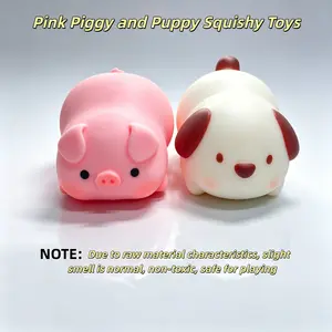 2-Pack Pink Piggy  and Puppy Squishy Toys, Soft Stress Relief Toy, Relaxing Fun Gift, High-Value Creative Healing Present