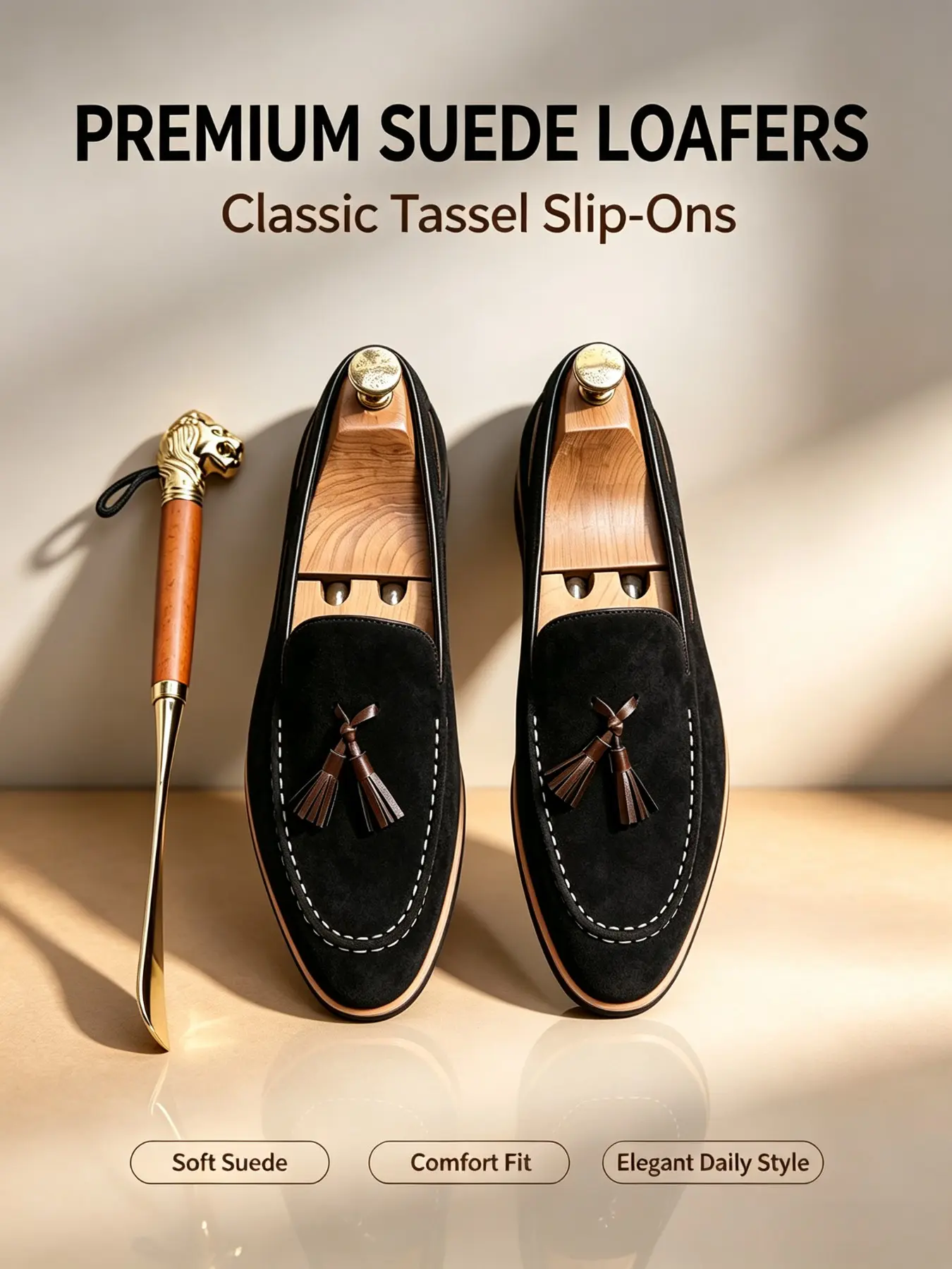 Men's Vintage Suede Lurex Loafers, Lightweight Luxury Business Formal Shoes, Slip-On Design, Breathable Soft Sole, Perfect for Weddings & Parties