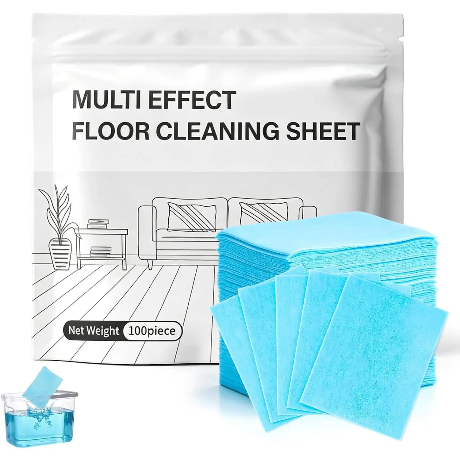 100 Pcs Floor Cleaning Tablets – Multi-Surface Cleaner for Tile, Hardwood & Laminate, Plant-Based Dissolving Mop Tablets, Deep Clean & Deodorize