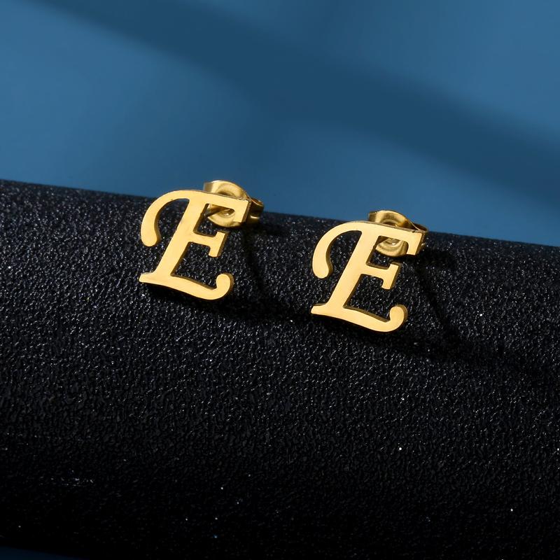 1 Pair Initials Earrings Stainless Steel 26 English Letters Personalized Letter Earrings for Men And Women Valentine'S Day Mother'S Day Thanksgiving Birthday Souvenirs