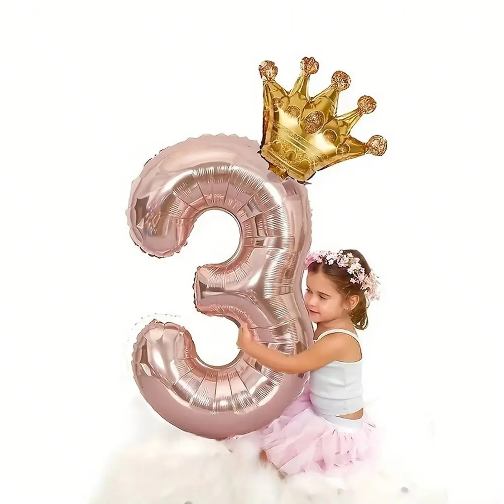 1pc Rose Gold Number Crown Balloon, Perfect for Birthday, Date, Party, Wedding, Beauty Salon Decor, Anniversary Celebration, Balloon Decorations
