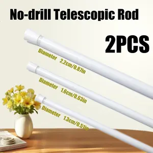 2-Pack No-Drill Spring Extension Curtain Rod, Adjustable Anti-Slip Tension Rod, Reinforced Multi-Purpose Storage Rod for Windows, Bathroom, Closet, Kitchen