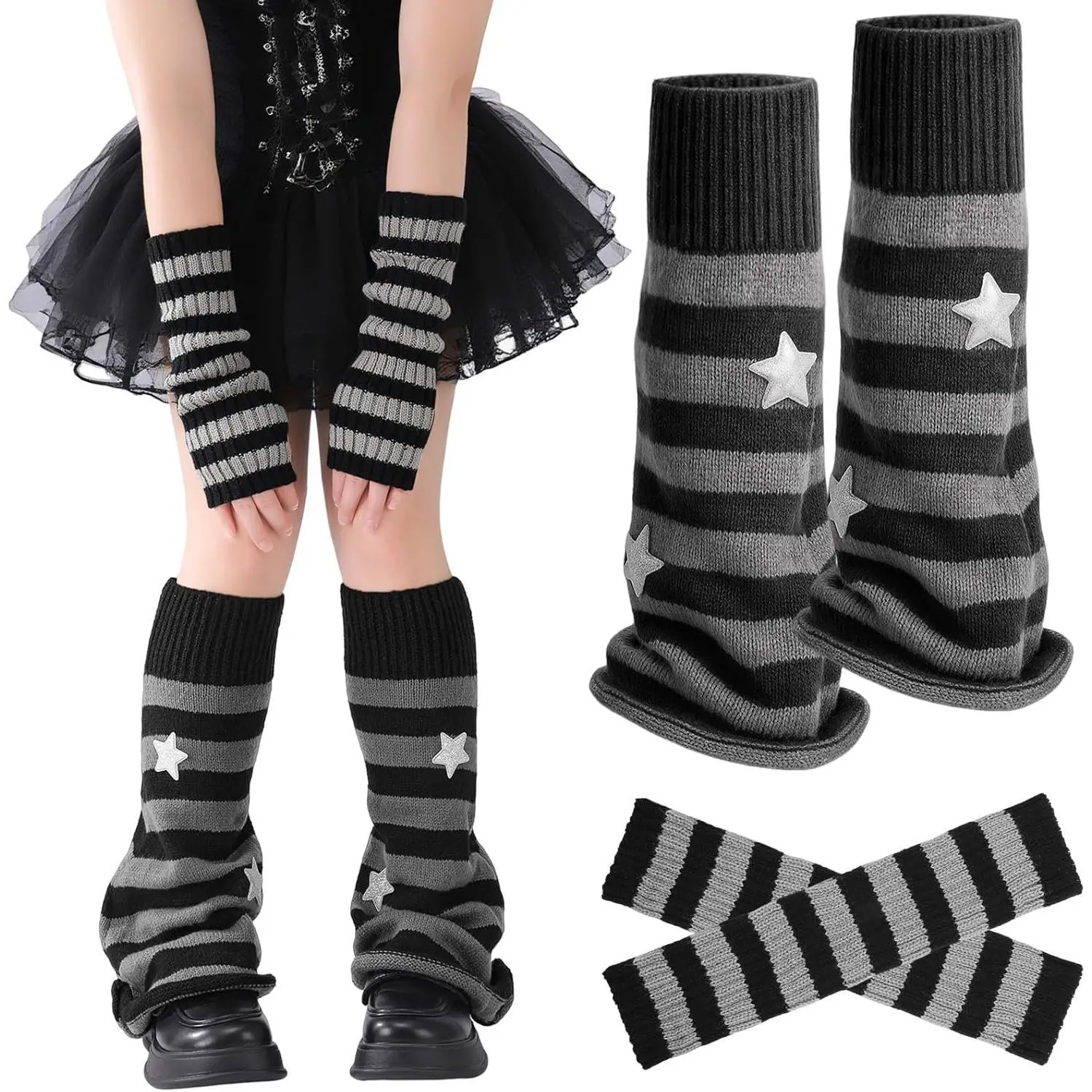 Y2K Leg Warmers for Women, Star Arm Warmers Streetwear Leg Cover Retro Stretchy Dance Accessories