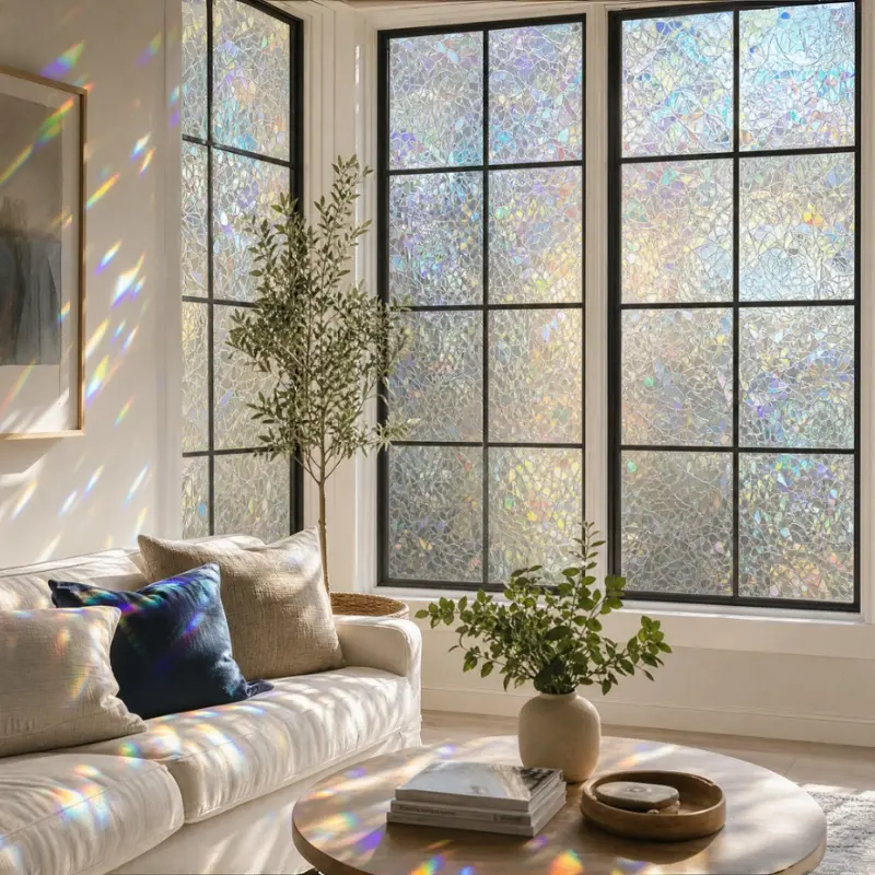 Holographic Static Window Film.Removable Glass Window Sticker for Living Room Bedroom Home Decor Summer Gift