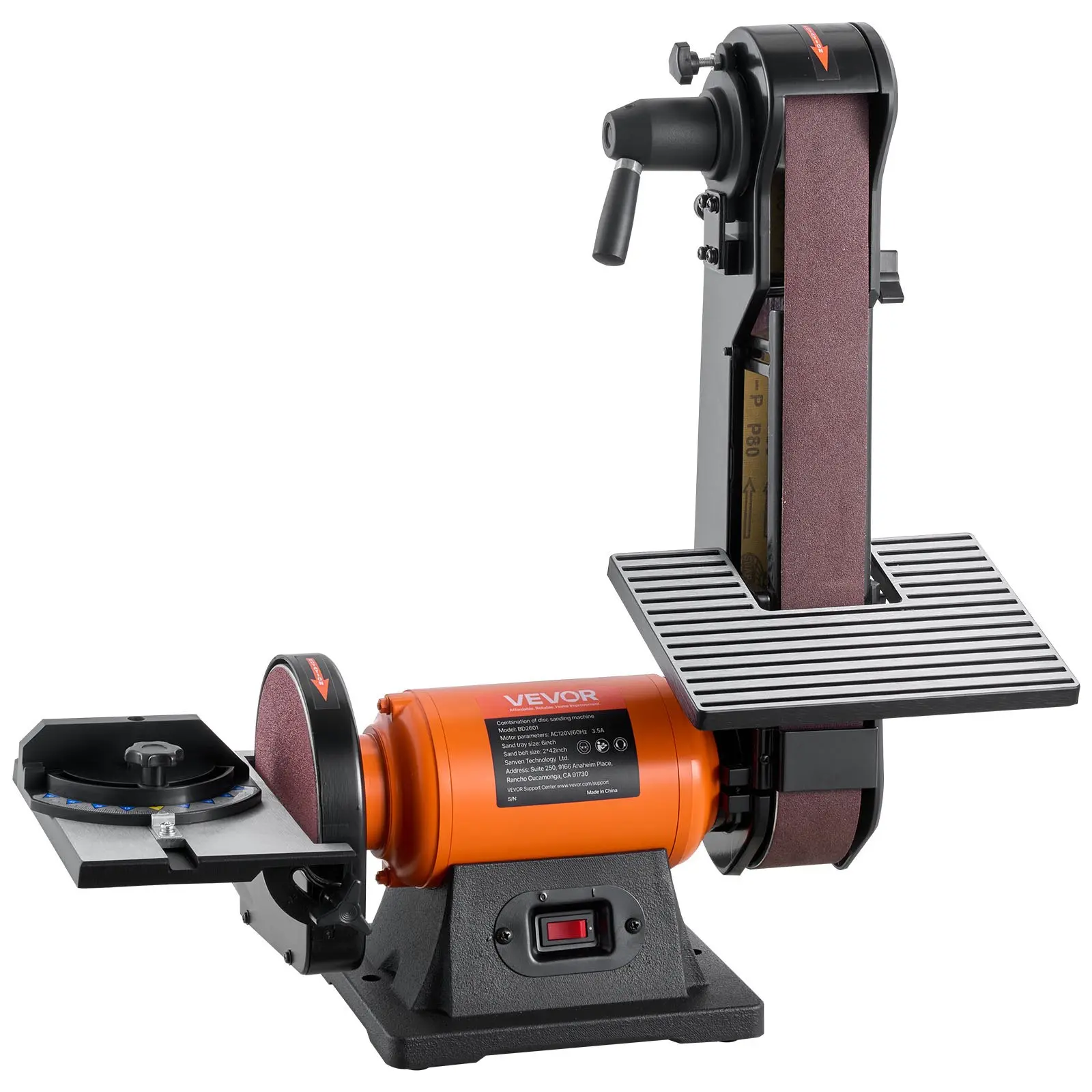 VEVOR 6 inch Disc Sander & 2x42 inch Belt Sander Combo, 420W Professional Bench Woodworking Tools with Multiple Angle Adjustments for DIY Woodworking, Furniture Refinishing