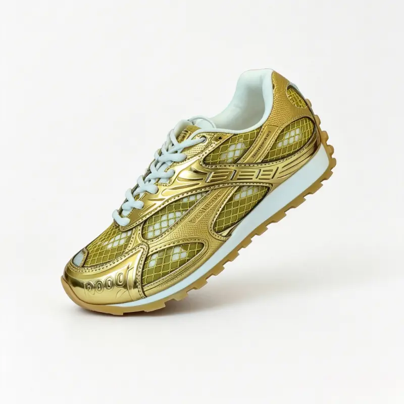 Retro Metallic Mesh Casual Shoes for Men, Lace Up Thick-Soled Height-Increasing Fitness Footwear, Lightweight Breathable Walking Trainers for Daily Street Style