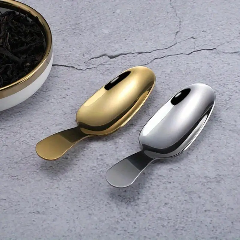 1Pc Kitchen Stainless Steel Teaspoons Short Handle Round Head Sugar Salt Spice Spoon Lovely Dessert Spoon Spoon