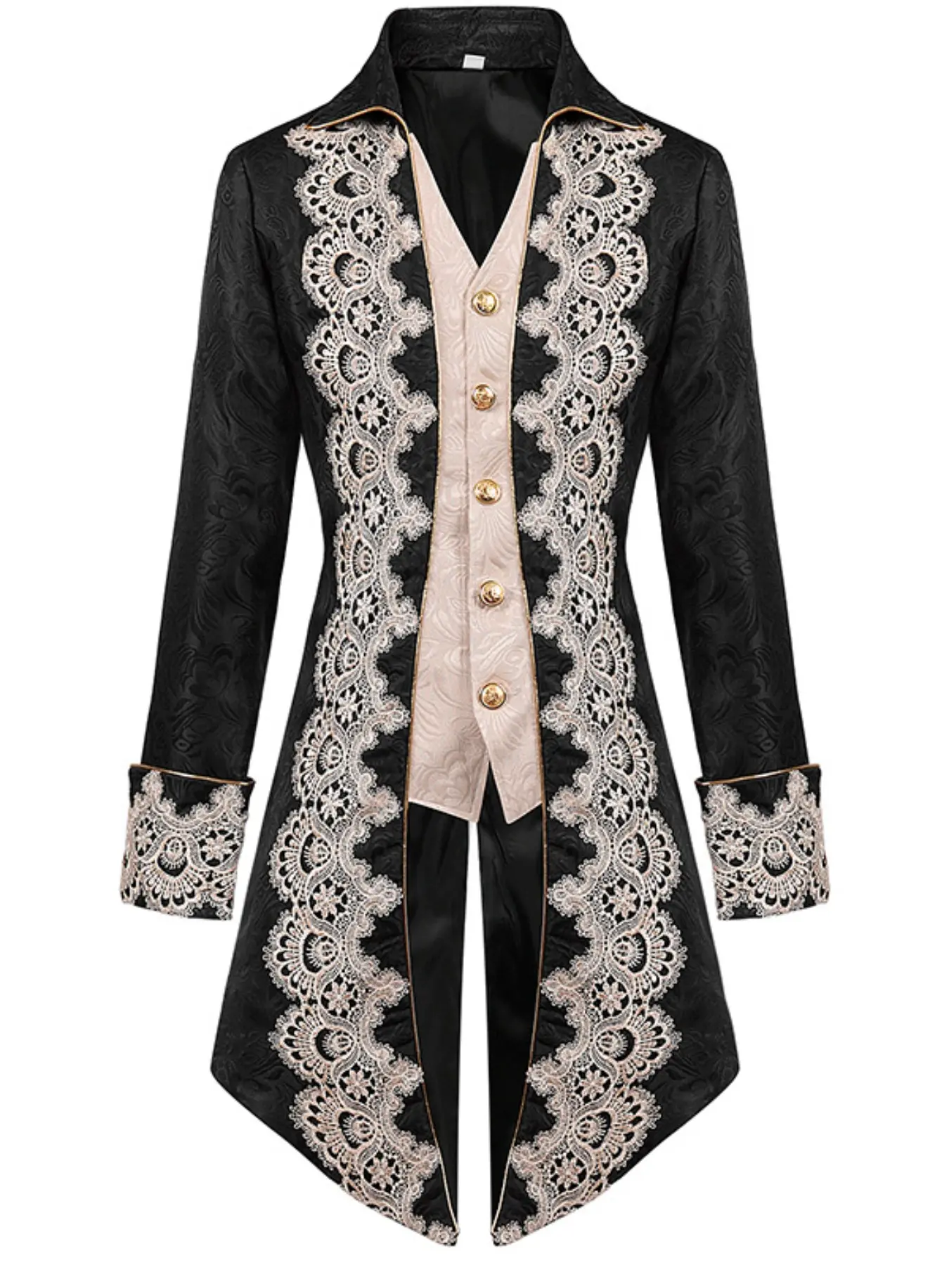 New Men's Steam Punk Gothic Coat, Victorian Lace Tailcoat, Frock Jacket, European and American Style, Unlined Shirt