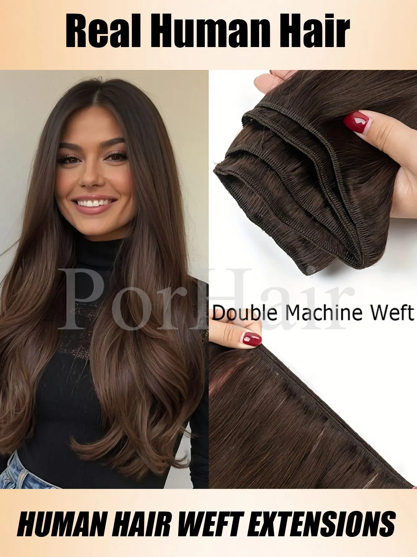 Real Human Hair Extensions, Straight Golden Blonde and Dark Double Layer Weft, Natural Hair Weave for Stunning Styles