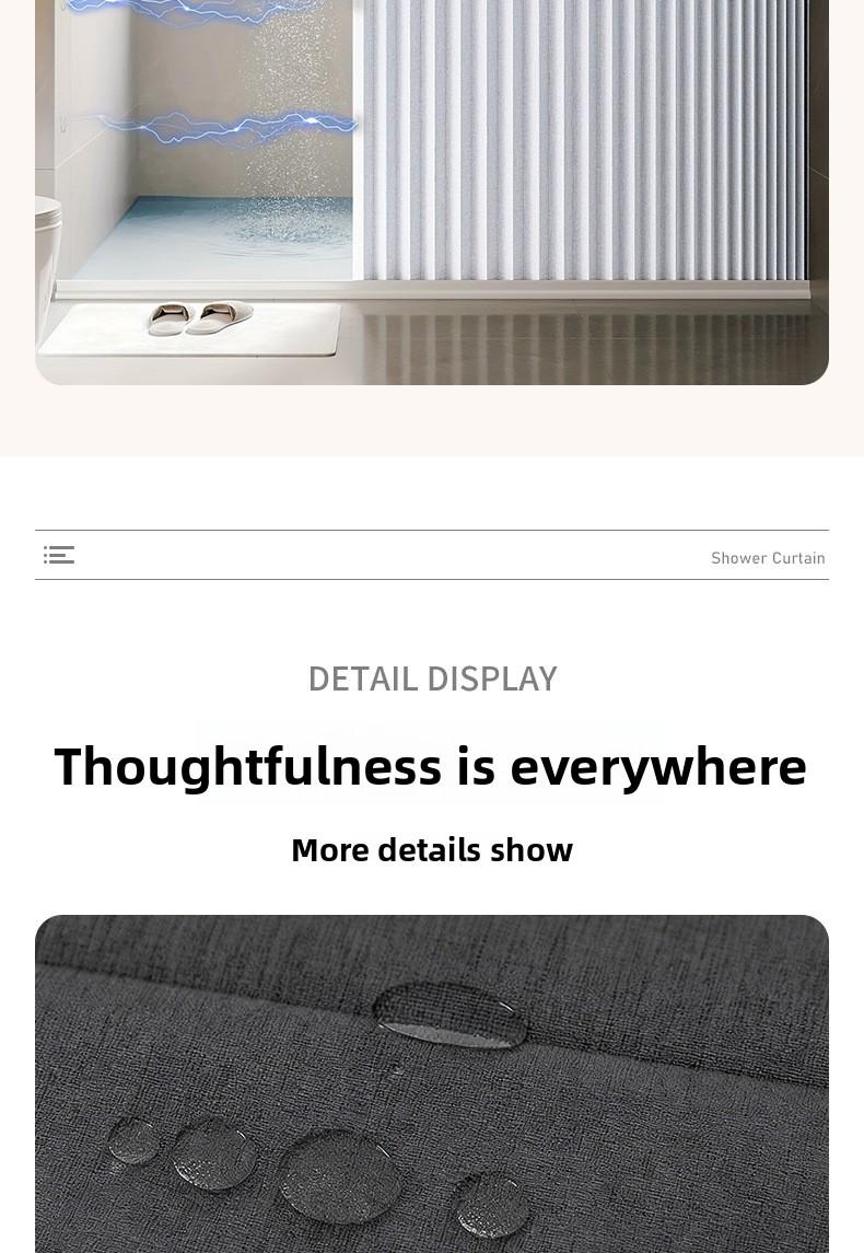 Foldable Magnetic Shower Curtain, Waterproof, Mold-Proof, No Drilling Required, Thickened, Light-Blocking, Partitioning Shower Curtain