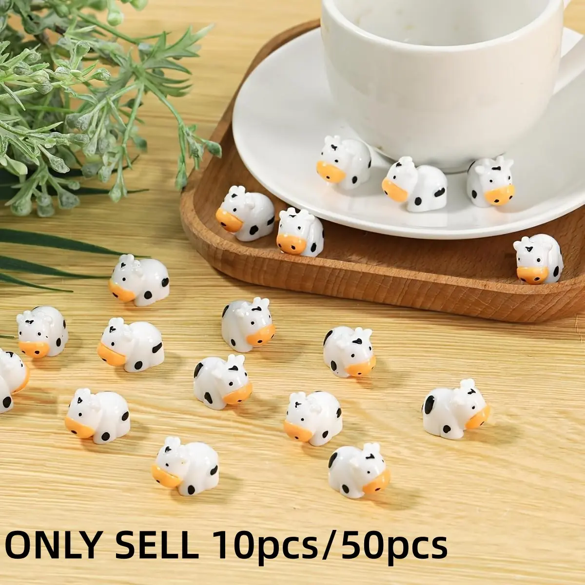 Mini Resin Cow Figurines for Fairy Garden & Moss Landscape – 10/50pcs Miniature Animal Statues for DIY Craft Projects, Rustic Decor for Crafters & Gardeners, Cottagecore Vibe