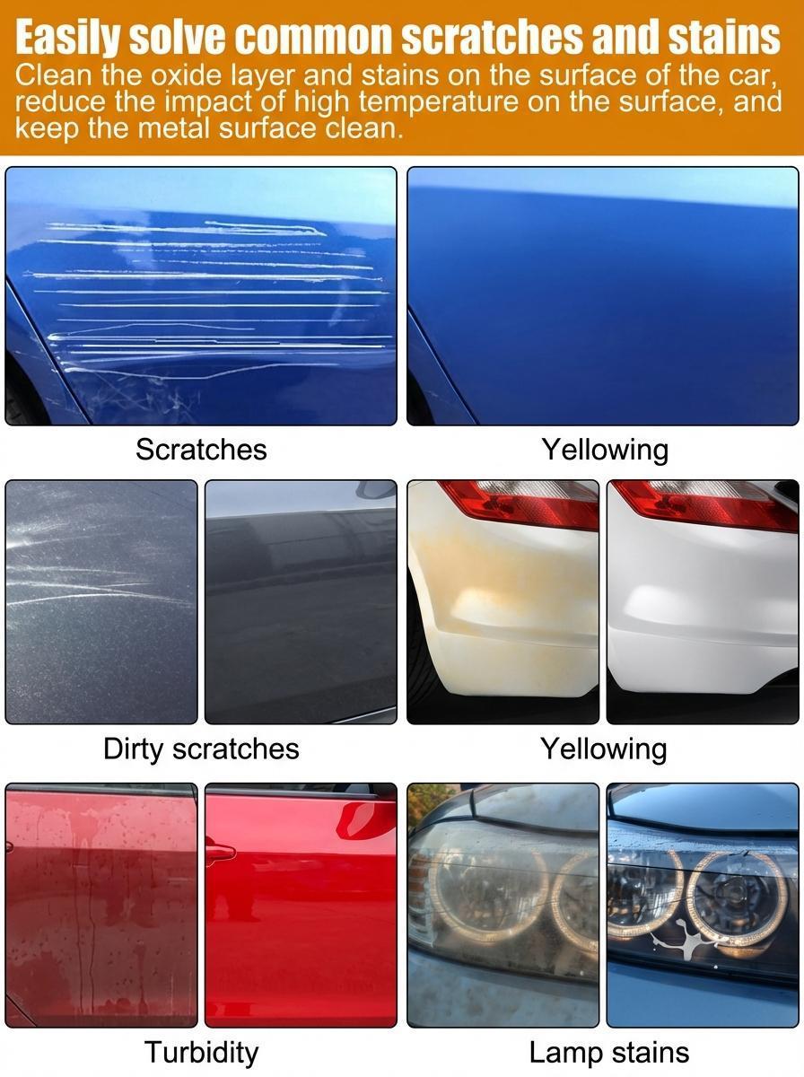 NUAN Car Scratch Repair Paste – Restores Paint From Scratches/Oxidation/Stains, Safe For All Finishes, White & Black Variants, Includes Sponge + Towel. Car Maintenance Essential.