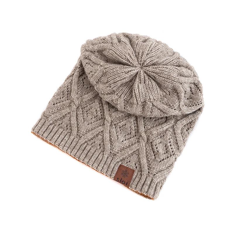 New Women Fashion Slouchy Winter Hats Various Wearing Method Reversible Beanie Hat Thick Knitted Hats