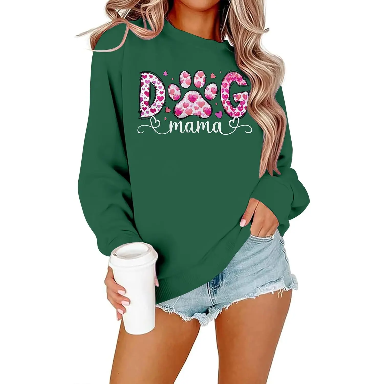 Summer goth clothes Summer goth clothes ALLTB Dog Mom Sweatshirt Women Dog Mama Graphic Shirt Cute Paw Shirts Puppy Lover Pullover Casual Long Sleeve Tee Tops,Muppet