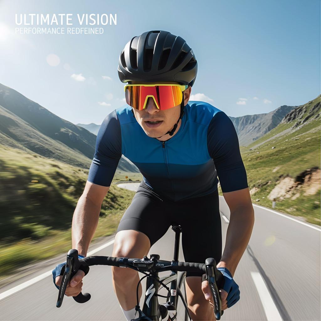 Polarized Wrap Around Sports Sunglasses Men Women, UV400 Protection Multi-Color Lightweight Shield Style for Mountain Biking Hiking Driving Outdoor Activities