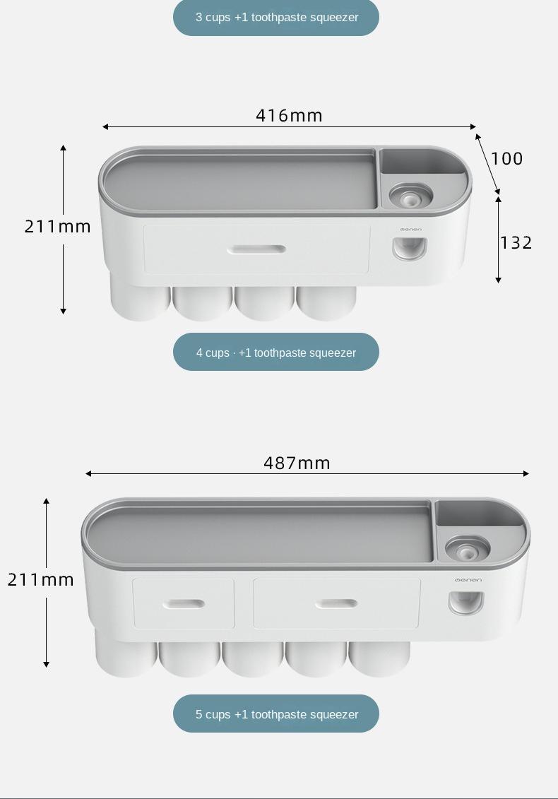 Creative toothbrush shelf, no punching, mouthwash, brushing cup, wall-mounted bathroom storage, automatic toothpaste squeezer toothbrush sterilizer