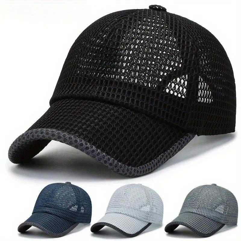 3Pcs Breathable Mesh Baseball CapsTrending Gorpcore Aesthetic Full Mesh Quick-Dry Sun Hats Adjustable Lightweight UV Protection Hats for Summer Outdoor Workout Running Golf Fishing