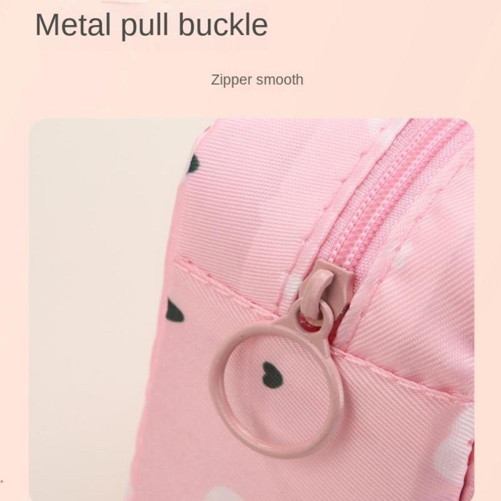 Cartoon Pattern Sanitary Napkin Storage Bag, 1 Count Portable Zipper Sanitary Napkin Storage Bag, Small Storage Bag for Outdoor Travel, Organiser, Storage Organizer Bag, Space Saving Bags