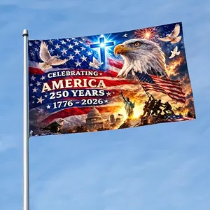 U.S. Semiquincentennial Commemorative Flag (1776–2026) - Large-Scale Celebration Flag (3x5 ft); A Patriotic Tribute to 250 Years of Freedom; Single-Sided Porch Banner Suitable for Indoor and Outdoor Display.
