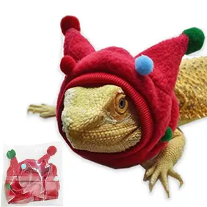 Lizard Hat Scarf with Horns and Pom-Pom, Dragon Hat Halloween Costume, Suitable for Chameleons, Lizards, Snakes, Iguanas, Parrots, Hamsters