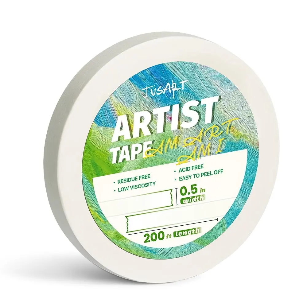 Artist Tape for Watercolor Paper, 1/2 inch Wide 200FT Long, White Art Tape for Masking, Drafting and Painting, Acid Free, Low Tack