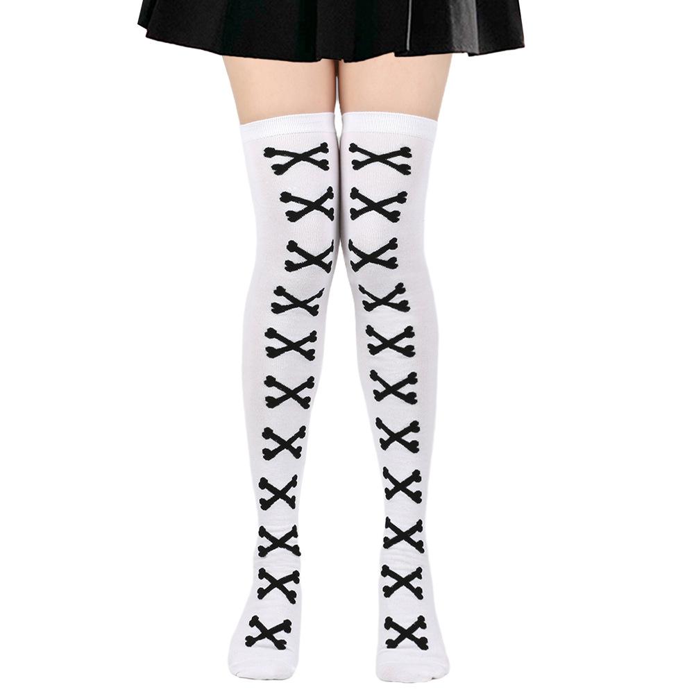3 pairs Over-The-Knee Black White Pink Lolita Stockings