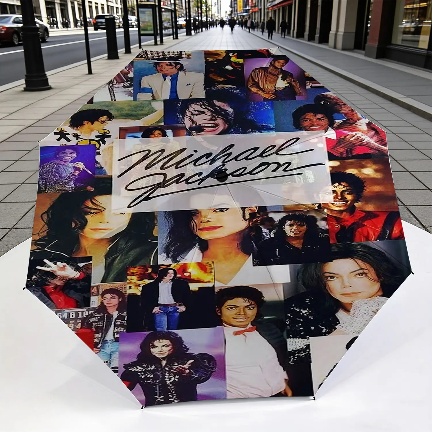 Michael Jackson Rain Umbrella Art Theme, Five-Fold Design, Durable Eight Rib Canopy, Lightweight Portable, Ideal for Travel and Gifts