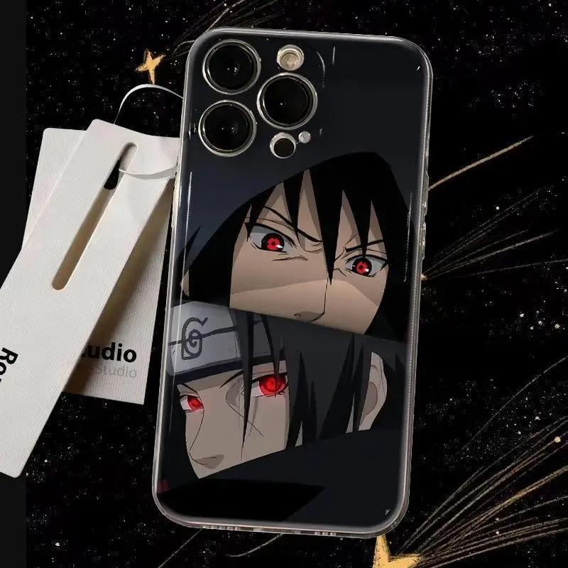 Japan Anime Sasuke Sharingan Itachi Anime Back Phone Case for iPhone 11 12 13 14 15 16 17 Pro Max Plus Kakashi Shockproof Cover